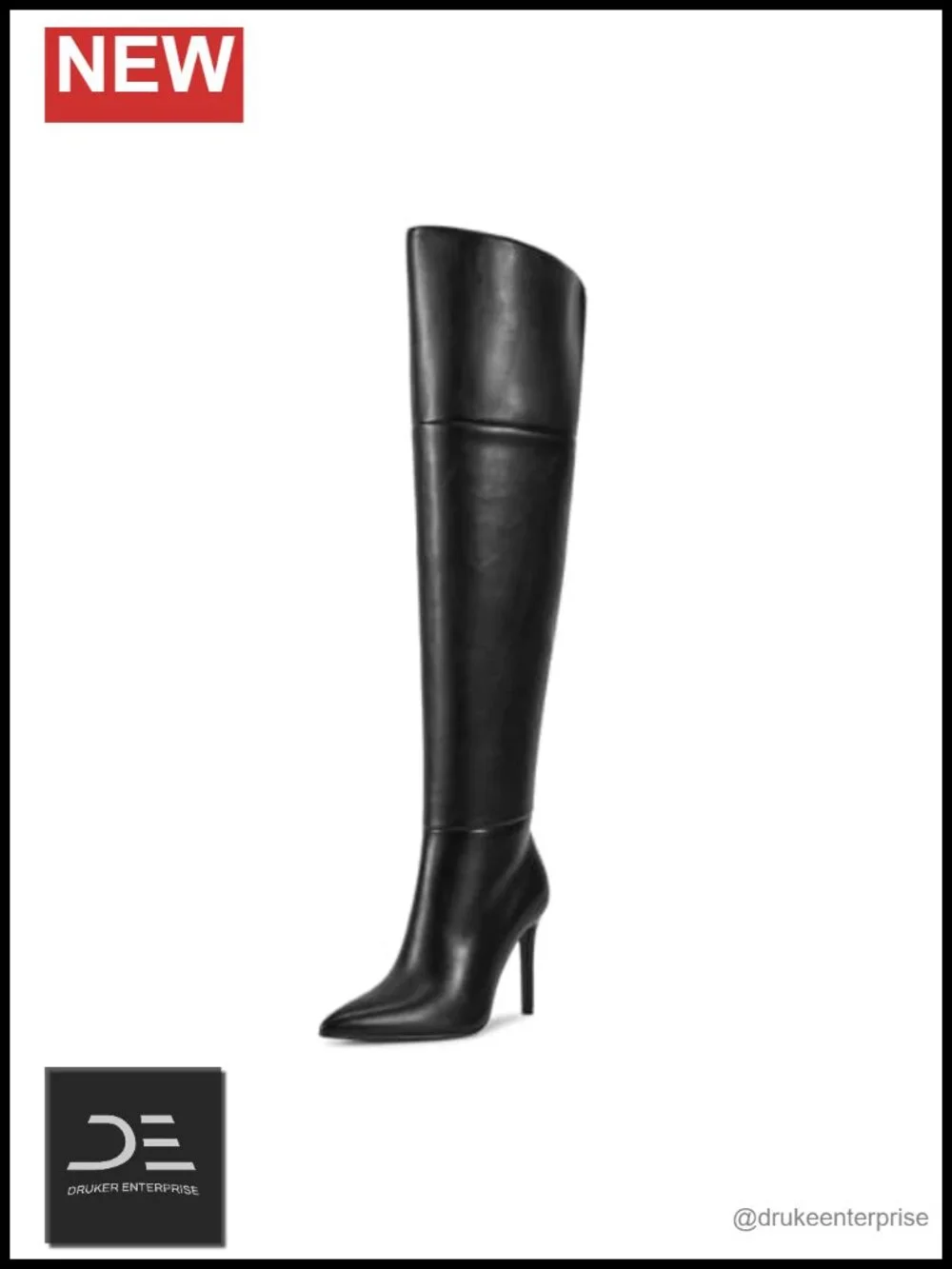 Over the Knee Boots Women Faux Leather Stiletto Heel Pointed Toe Thigh High